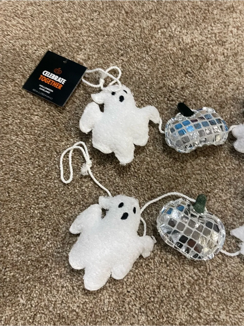 Holiday halloween White Ghost and Silver Pumpkin Garland new kohls